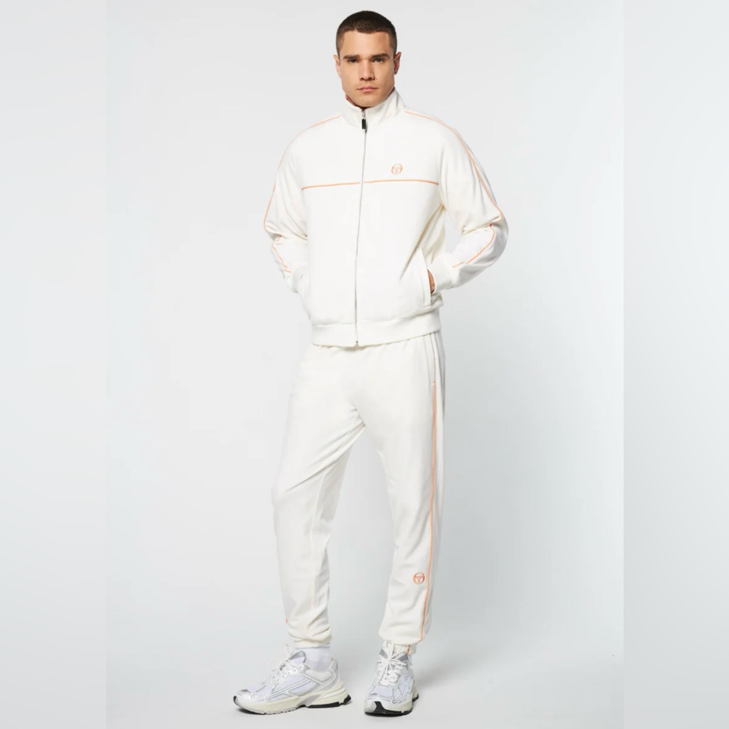 Men’s Sergio Tacchini Natural | Orange Pipping Velour Tracksuit Nwt